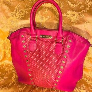 Betsey Johnson Hot Pink Leather Satchel Tote